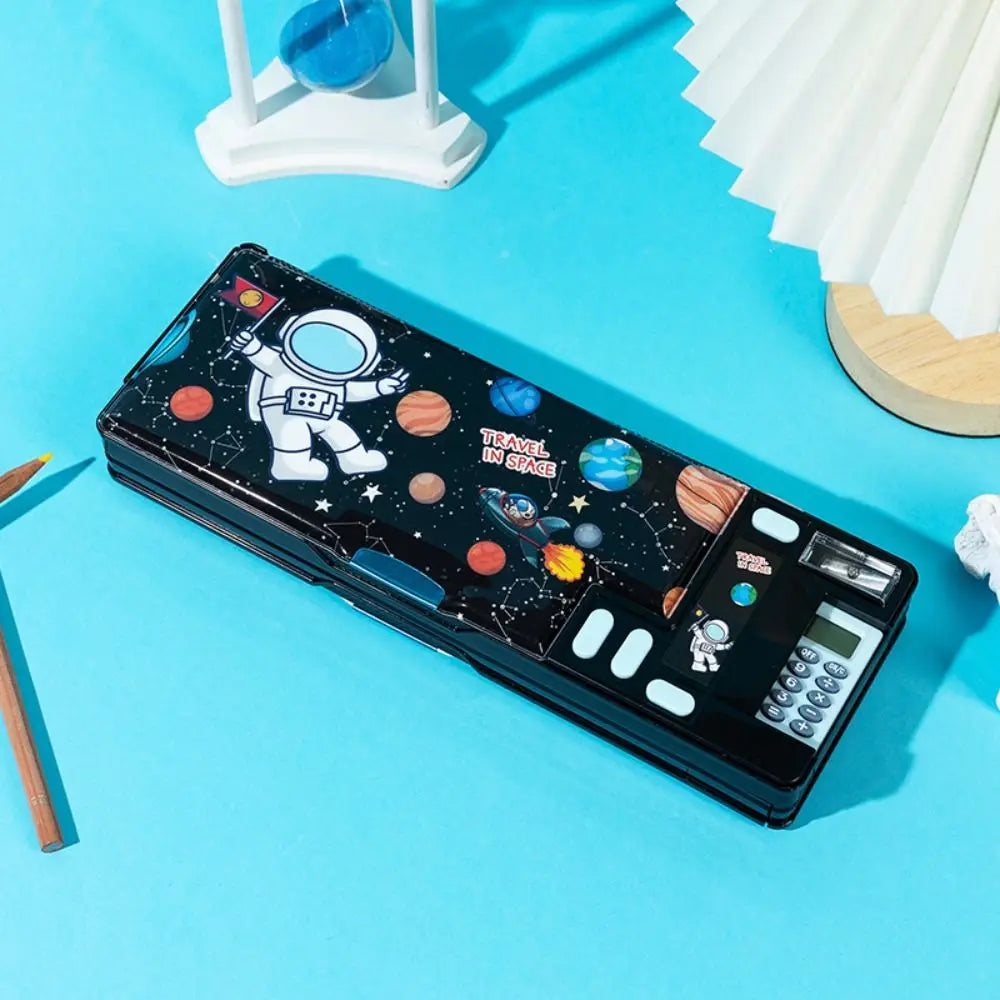 Double Layer Pencil Case — Multi-Functional Stationery Organizer with Calculator