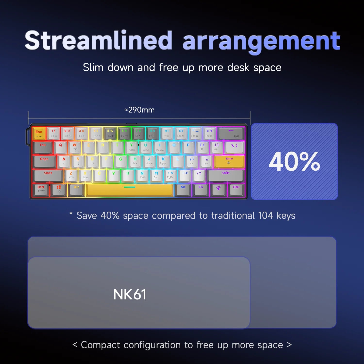 Ajazz NK61 Wired Mechanical Keyboard — Compact RGB Gaming Design