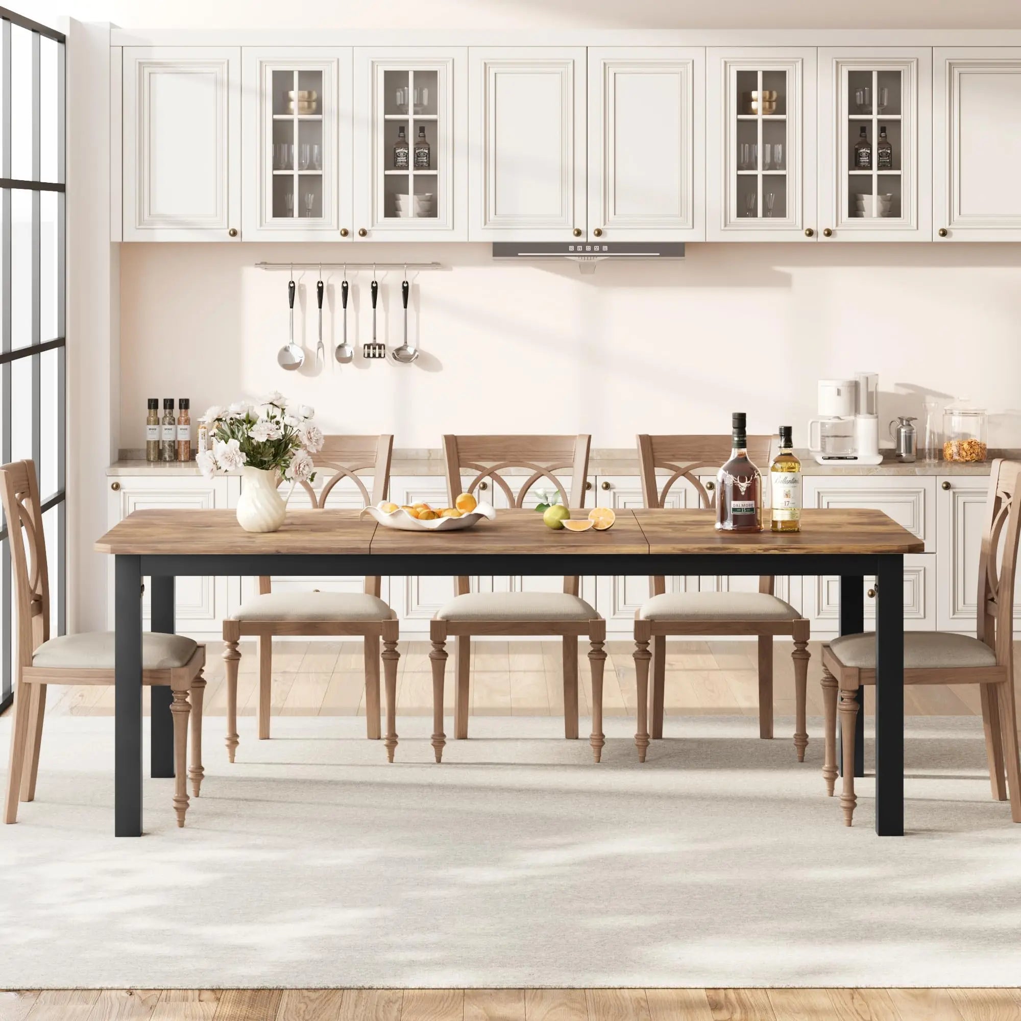 Spacious Industrial Dining Table — Large Rectangular Wood Table for 6-8 People