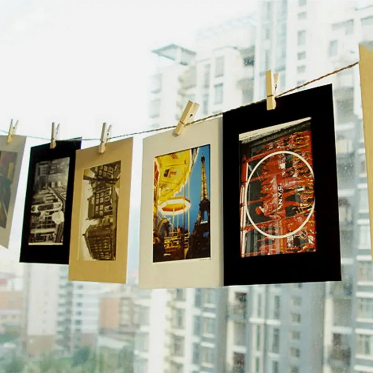 Hanging Photo String Album — Handmade Wall Decor with Hemp Rope and Clips