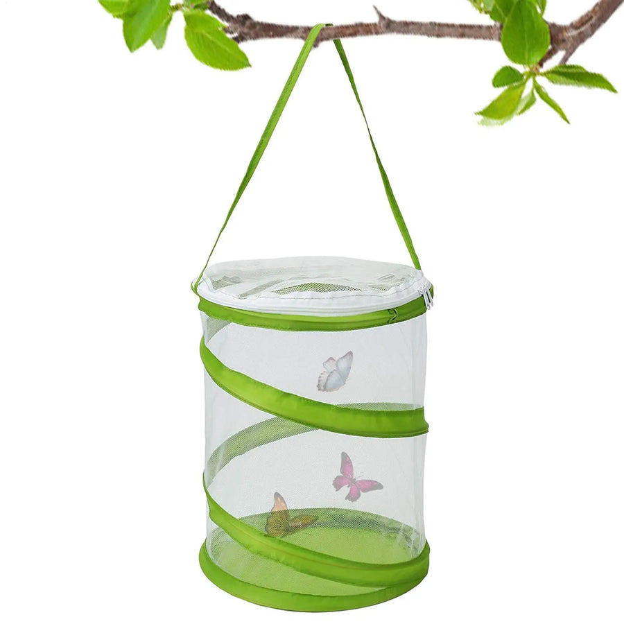 Foldable Butterfly Habitat — Mesh Insect Observation Cage for Caterpillars