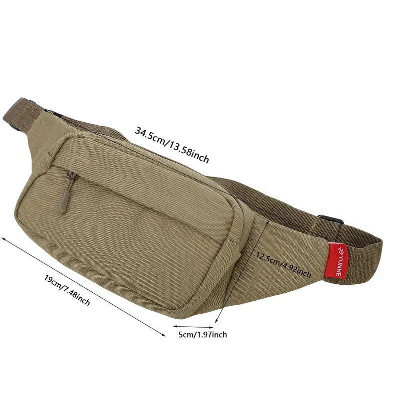 Unisex Canvas Waist Bag — Casual Crossbody Shoulder Pack for Sports
