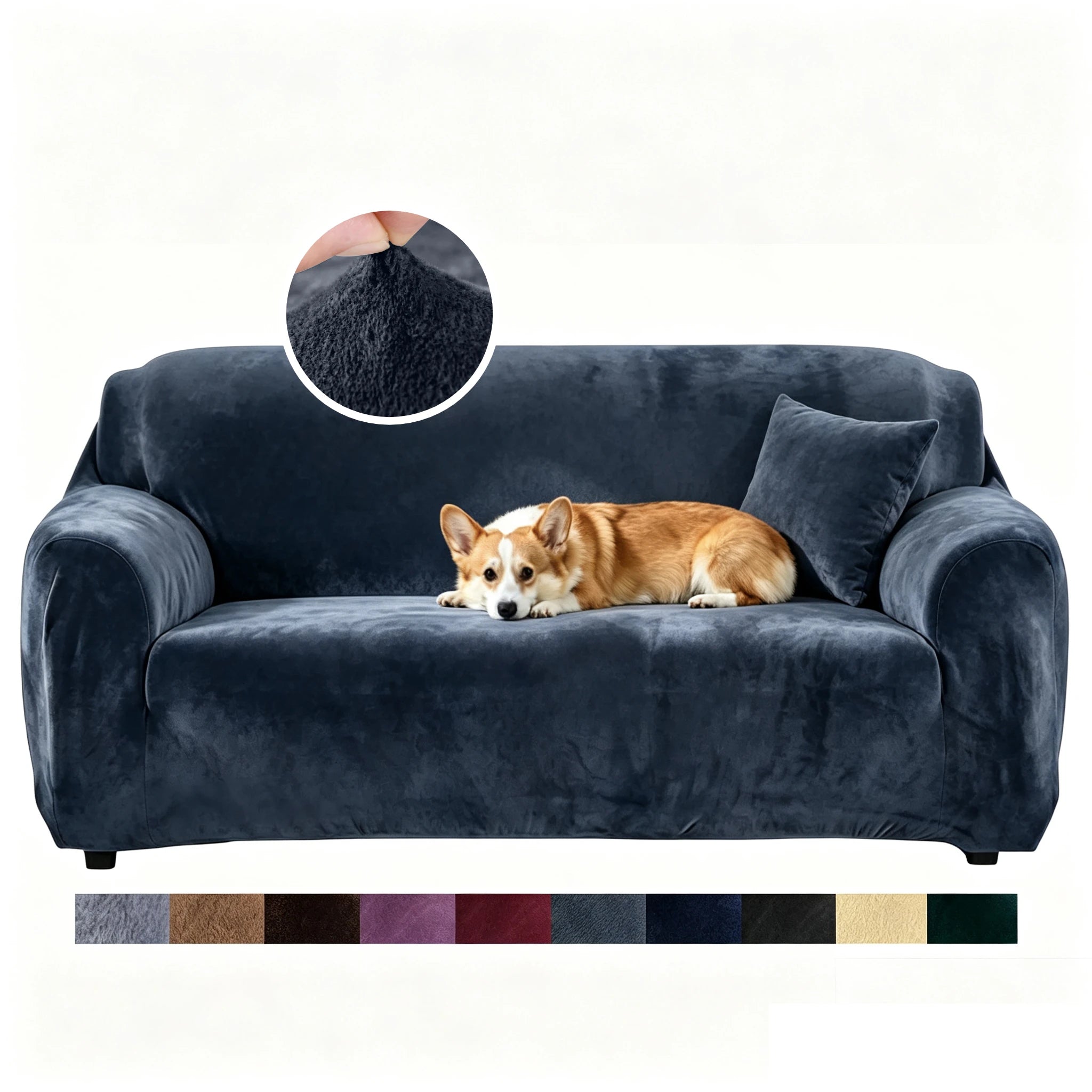 Velvet Stretch Sofa Cover — Plush Elastic Slipcover for Living Room