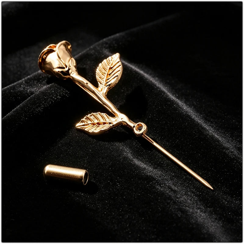 SHEEGIOR Metal Rose Flower Brooch — Elegant Lapel Pin for Jackets and Scarves