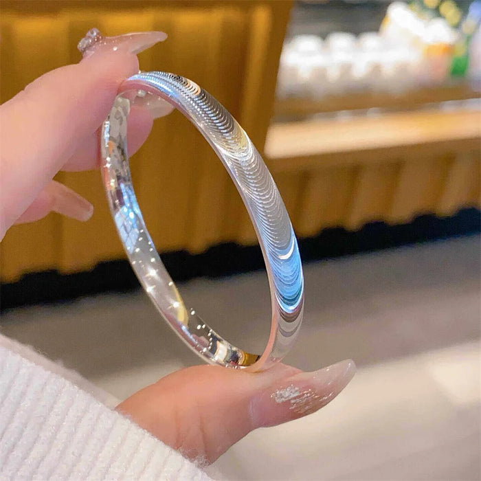 Sterling Silver Cat-Eye Fish-Scale Bangle — Reflective Geometric Cuff Bracelet