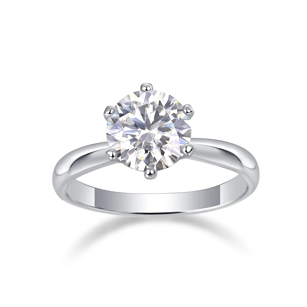 Moissanite Six Claw Ring — 925 Sterling Silver Engagement Jewelry