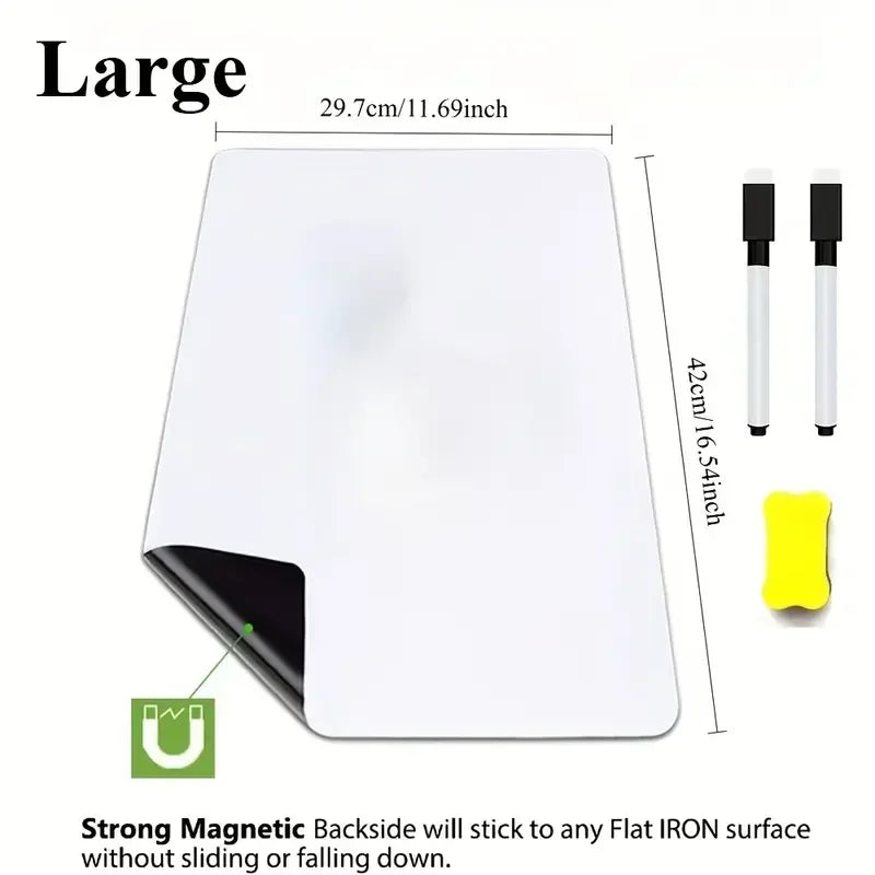 Magnetic Dry Erase Whiteboard — Flexible Refrigerator Memo Board