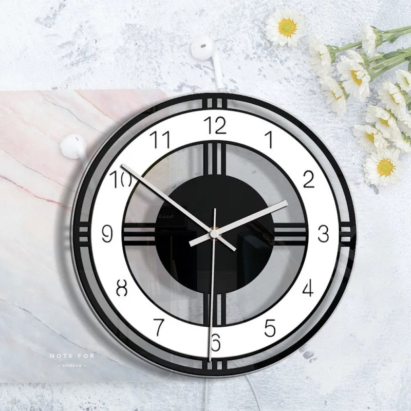 Modern Acrylic Wall Clock — Silent Circular Timepiece for Home Decor