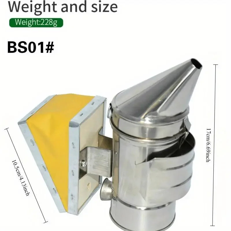 Stainless Steel Beekeeping Smoker — Manual Smoke Maker with Hanging Hook