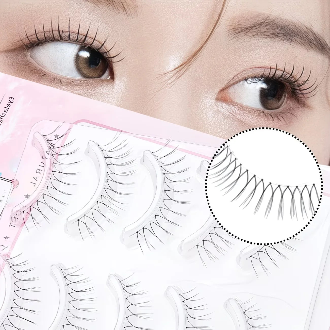 Reusable False Eyelashes — Ultra-Thin Transparent Strip Lashes, 5 Pairs