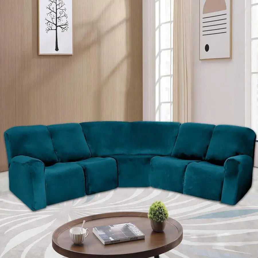 Velvet L-Shape Sofa Cover — Stretch Sectional Slipcover for Corner Couches