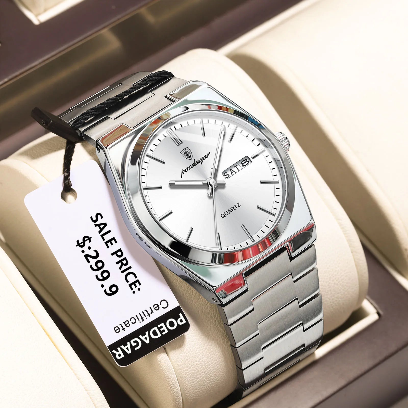POEDAGAR Luxury Men's Quartz Watch — Stainless Steel Waterproof Wristwatch