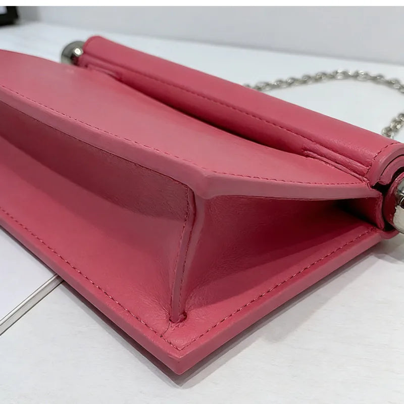 VM FASHION KISS Rolled-Edge Clutch Bag — Versatile Chain Crossbody Purse