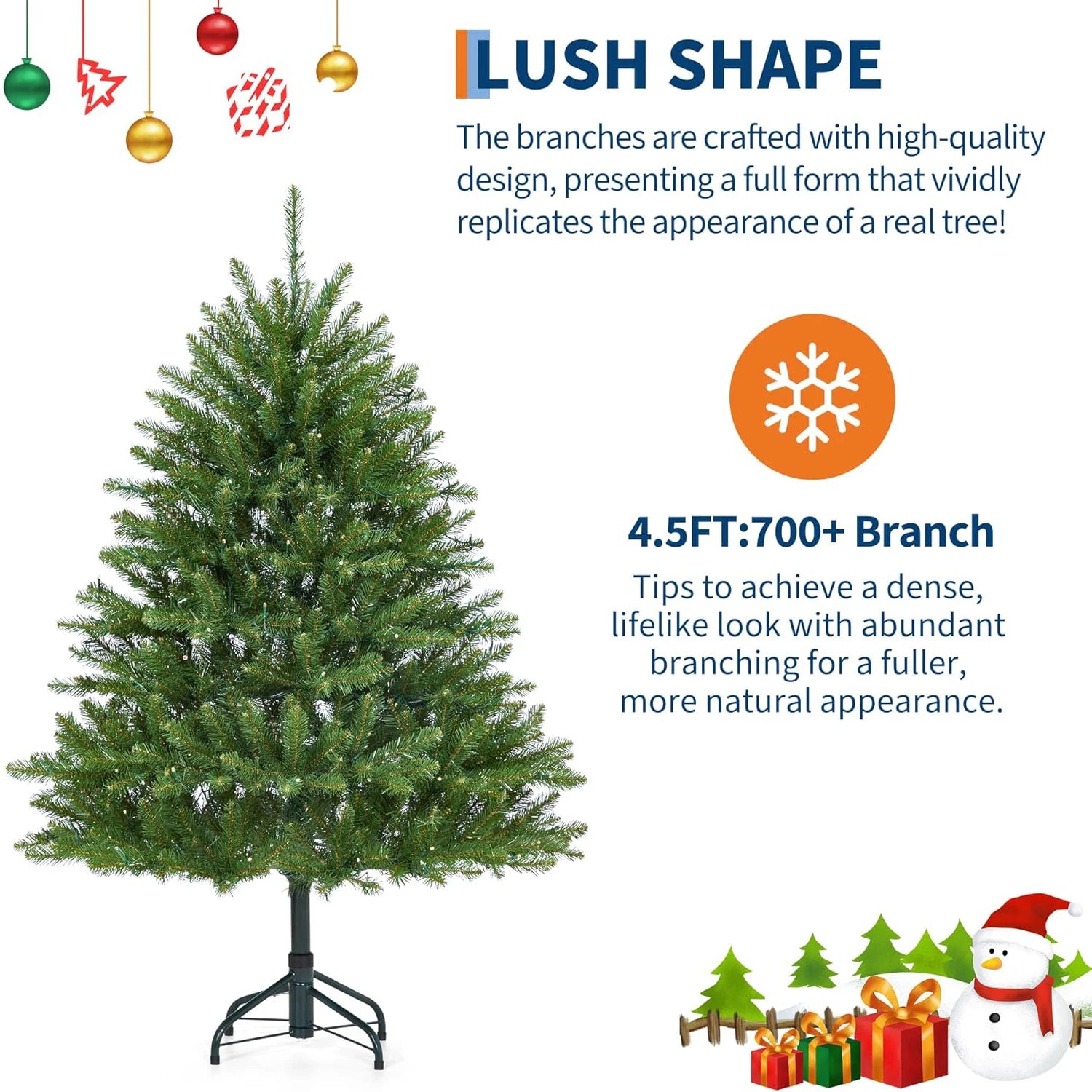 HiMISS Pre-Lit Artificial Christmas Tree — Festive LED Lighting & Foldable Stand
