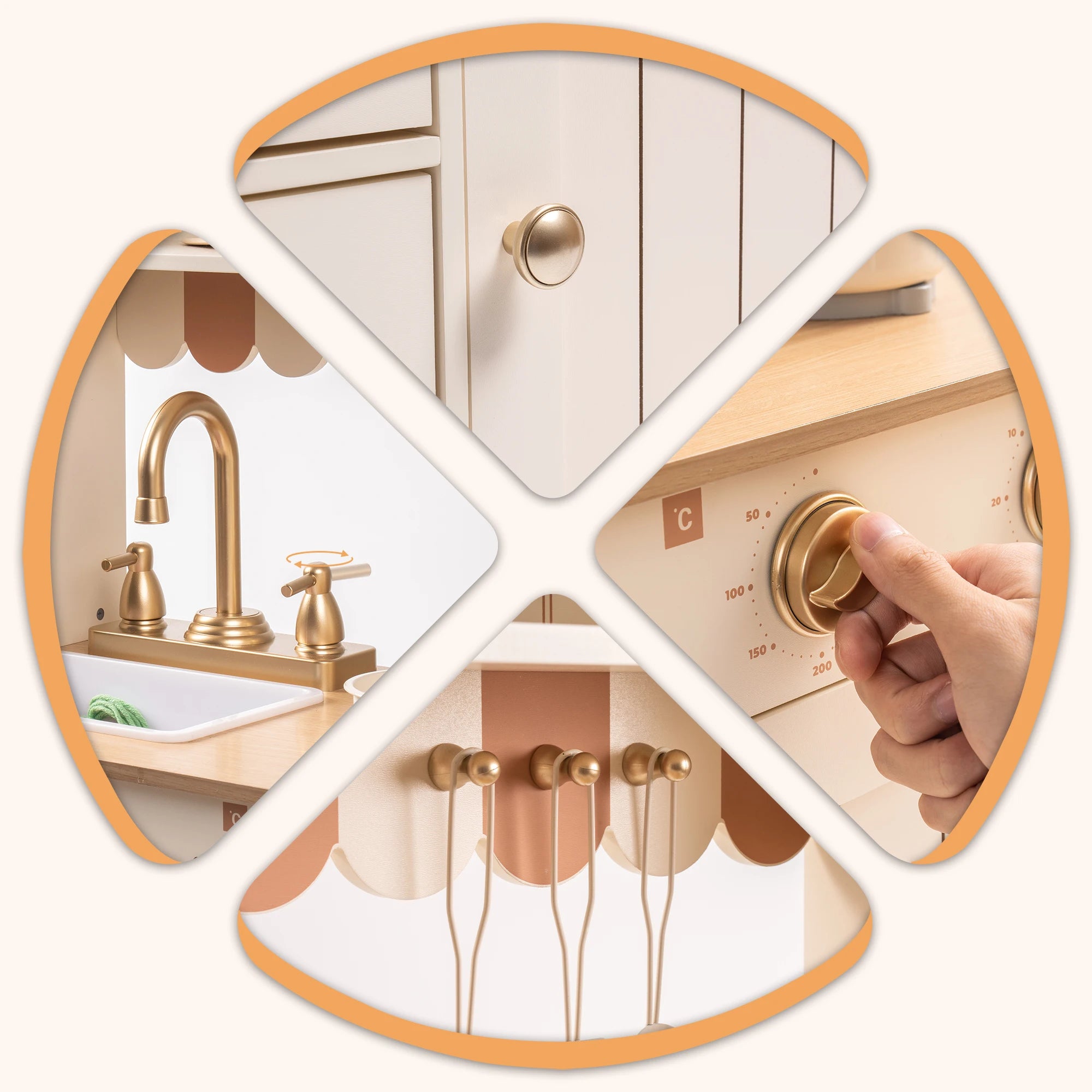 Robud Wooden Play Kitchen Set — Pretend Play Toy with Accessories, Beige