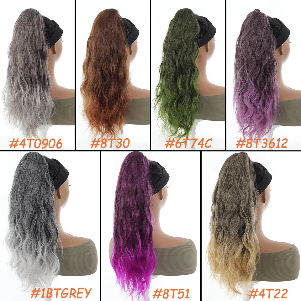allaosify Synthetic Ponytail Wig — Water Wave Texture for Natural Look