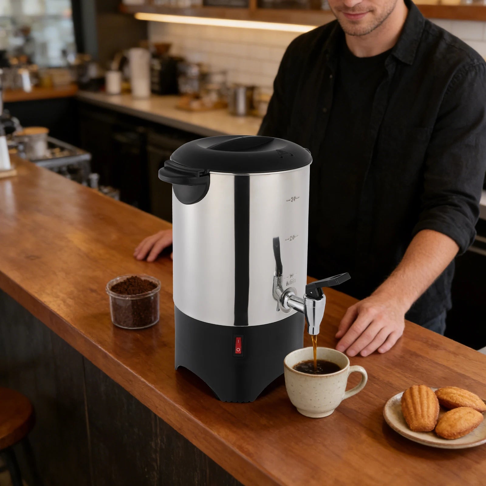 Commercial Coffee Urn — 30 Cup Stainless Steel Beverage Dispenser