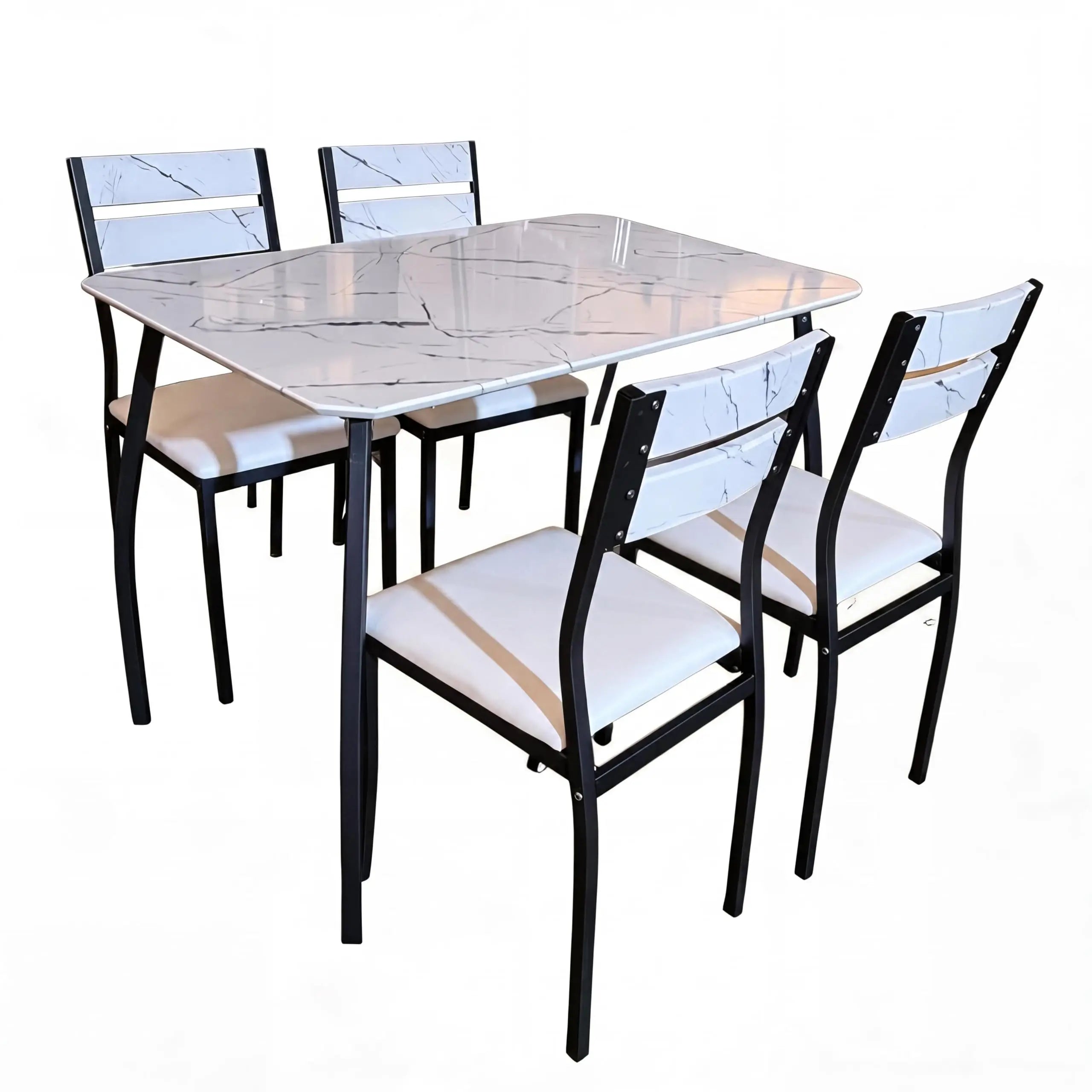 EliteZ 5-Piece Square Dining Table Set — Compact Farmhouse Design for Small Spaces