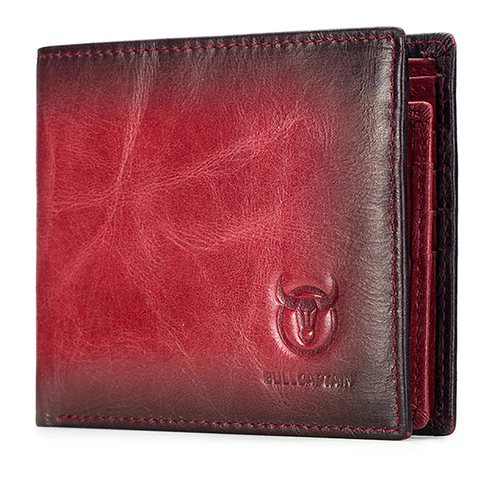LUKZIJAES Genuine Leather Men's Wallet — Slim Retro Bifold with RFID Protection