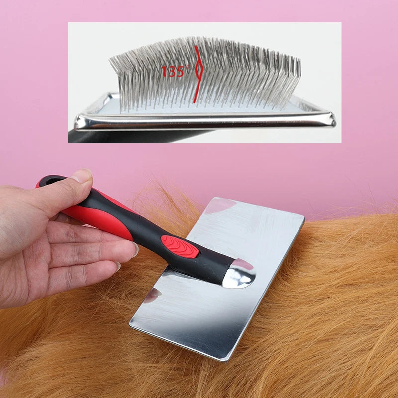 Pet Grooming Needle Comb — Stainless Steel Fur Trimming Tool