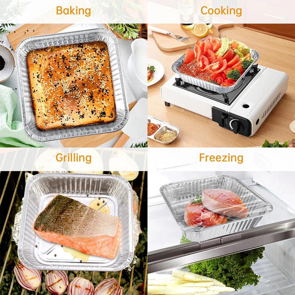 SilverKnight Square Aluminum Baking Pans — 35-Piece Set with Dome Lids