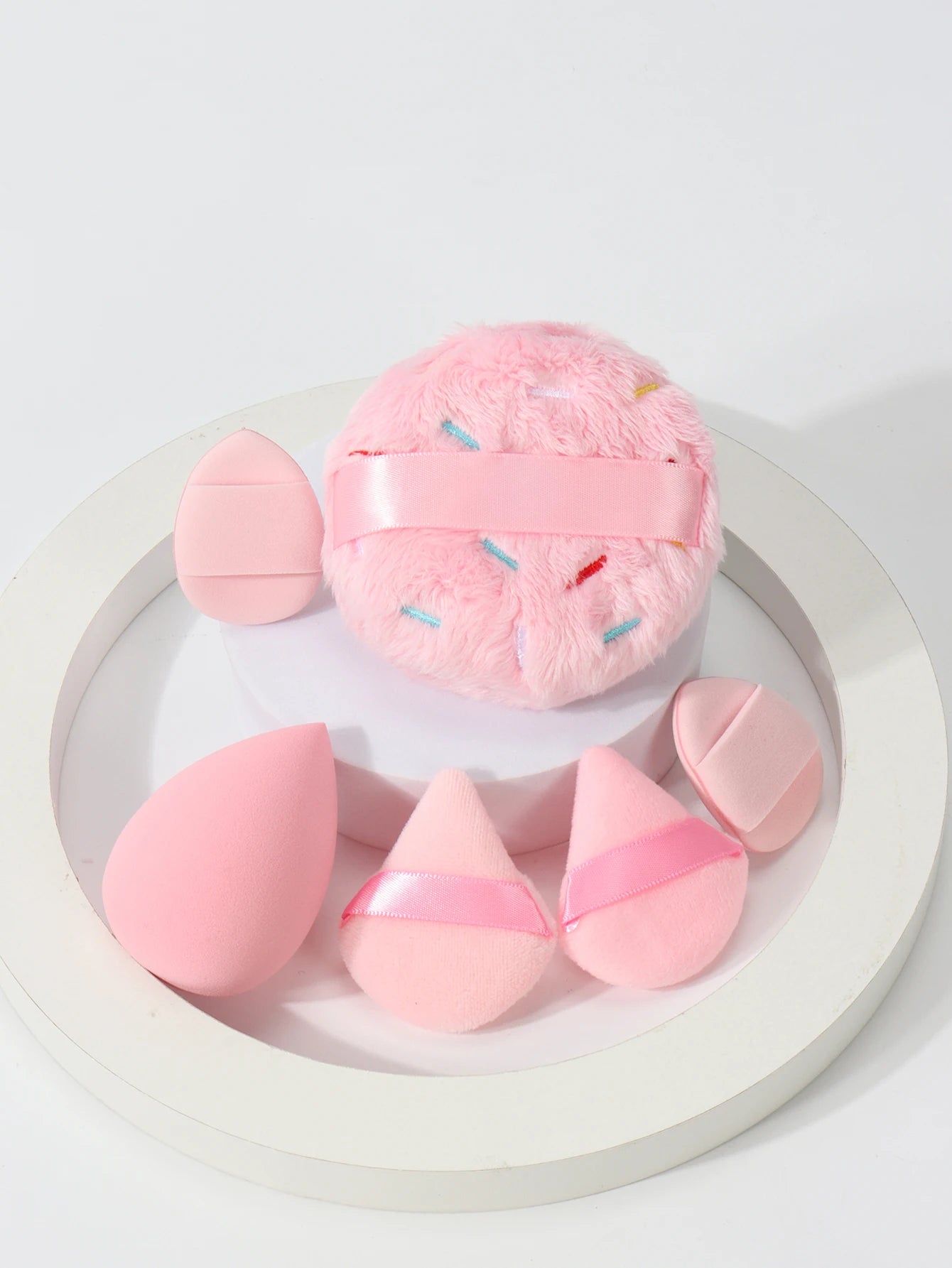 Embroidered Loose Powder Puffs — 6-Piece Set for Wet or Dry Application