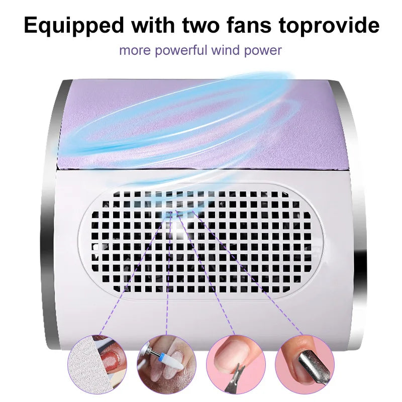 MOSKANY Nail Dust Collector — High Power 80W Desktop Vacuum with Dual Fans