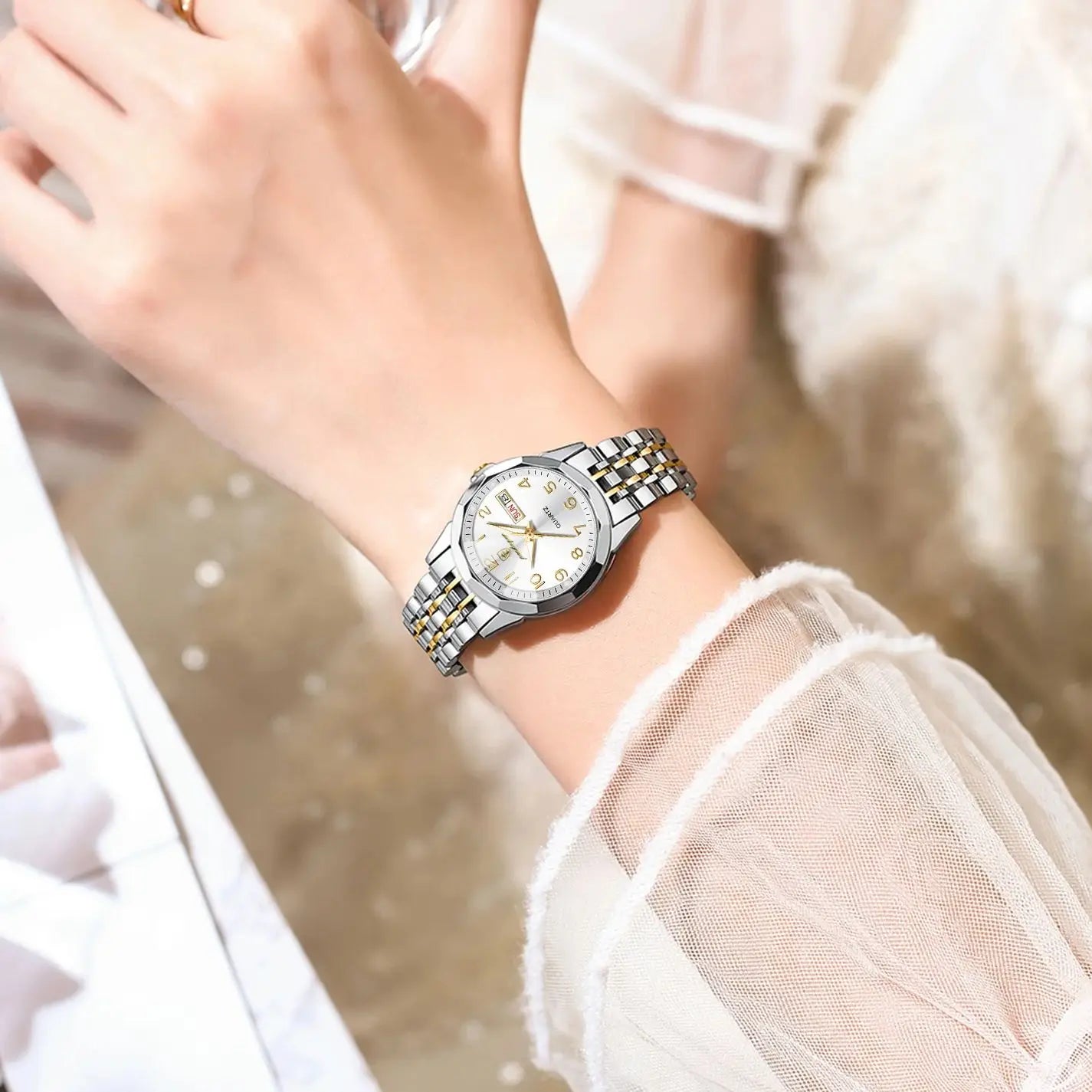 POEDAGAR Elegant Ladies Watch — Waterproof Stainless Steel Quartz Timepiece