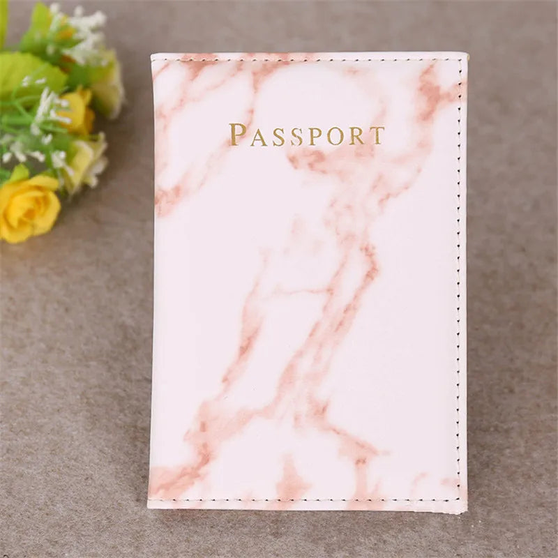 Marble Style Passport Cover — Faux Leather Travel Wallet & ID Holder