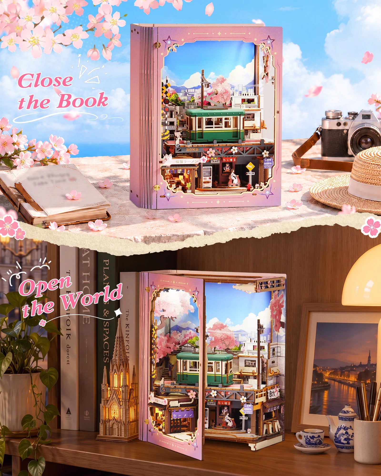 ROKR Wooden Book Nook Kit — Strolling in The Sunshine 3D Puzzle