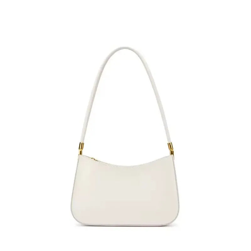 Women's Split Leather Shoulder Bag — Elegant Top-Handle Tote