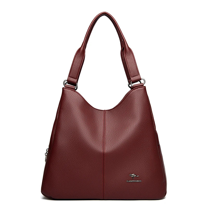 VANDERWAH Leather Top-Handle Hobo Bag — Large Capacity Fashion Tote