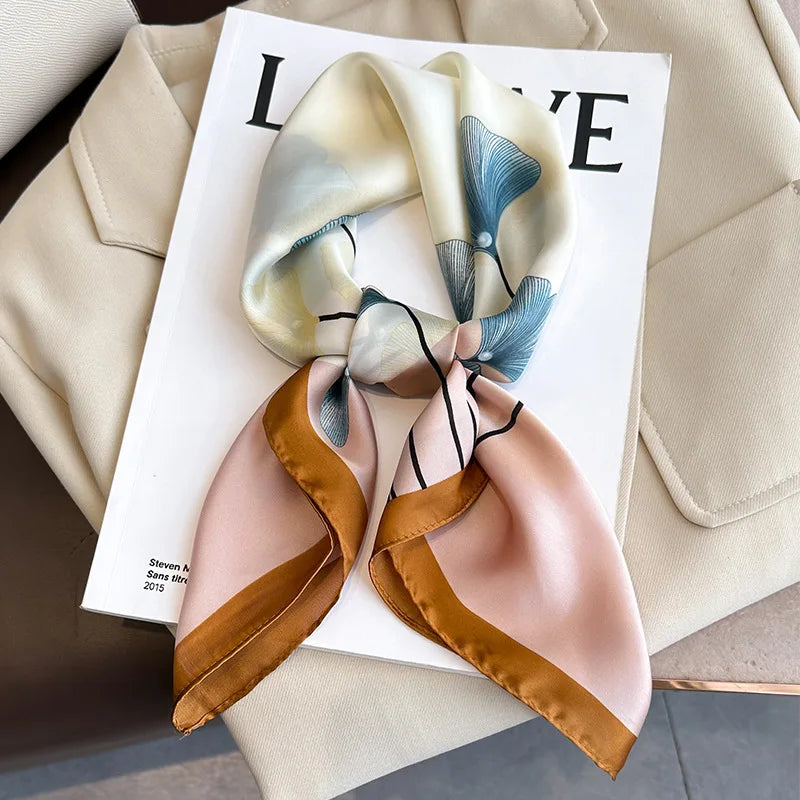 SENAIFEI Printed Silk Scarf — Luxury Square Shawl & Decorative Headband