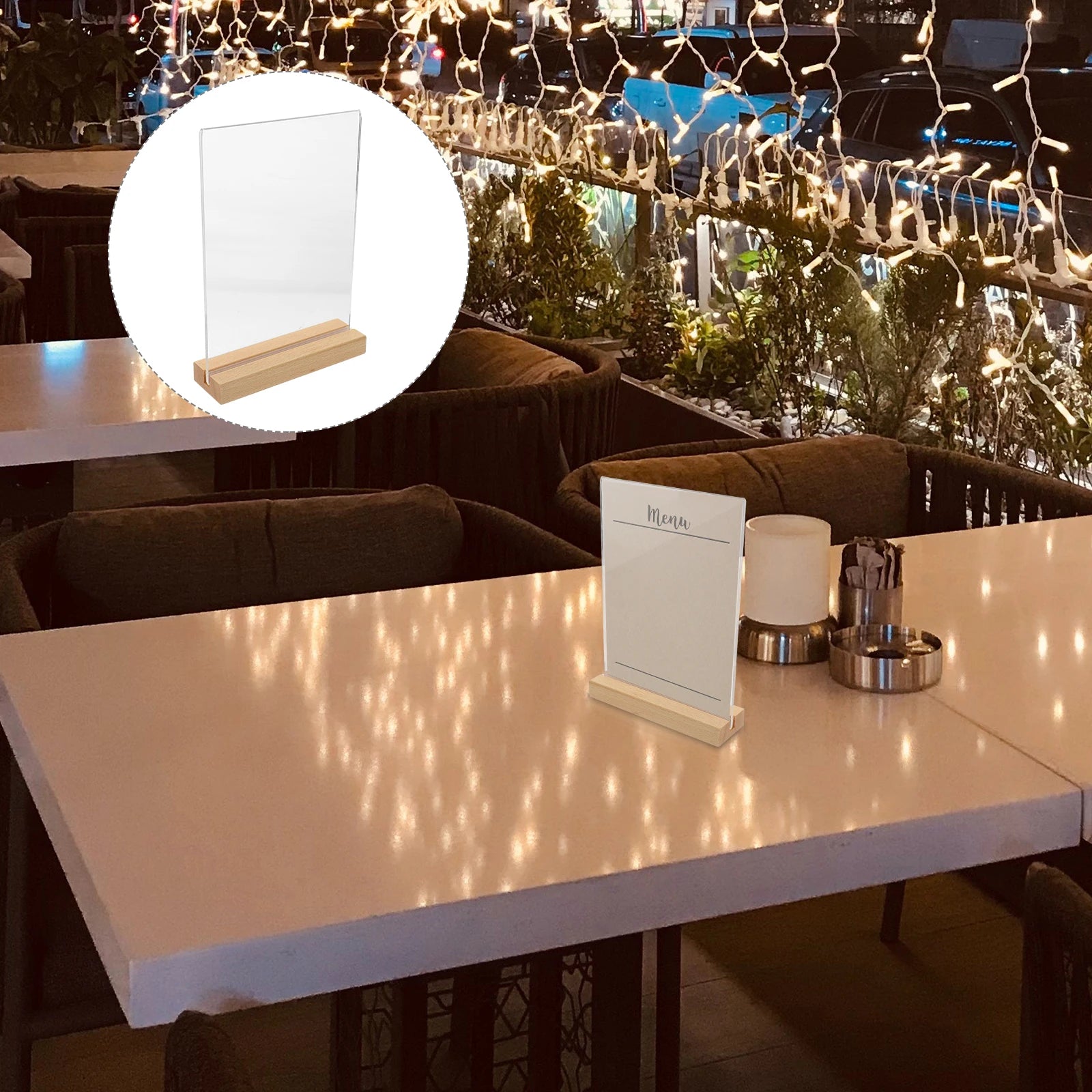 Acrylic Sign Holder — Clear Vertical Display Stand for Menus and Photos