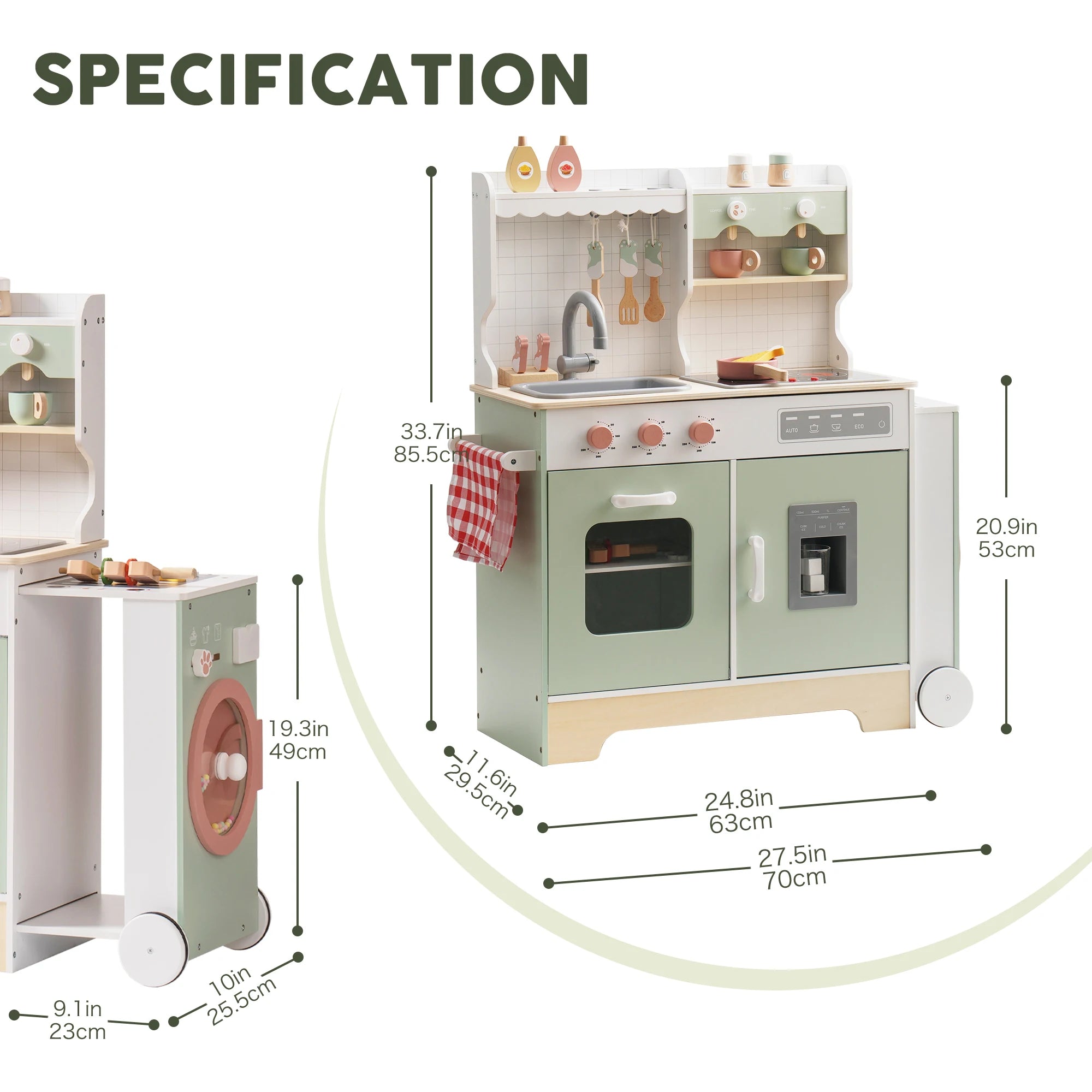 Robud Wooden Play Kitchen Set — Expandable Pretend Play Station with BBQ Grill