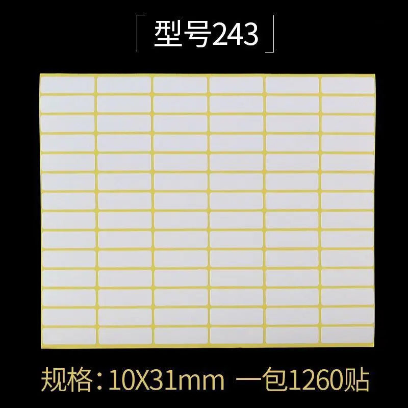 White Blank Adhesive Paper Labels — Writable Stationery Stickers, 15 Sheets