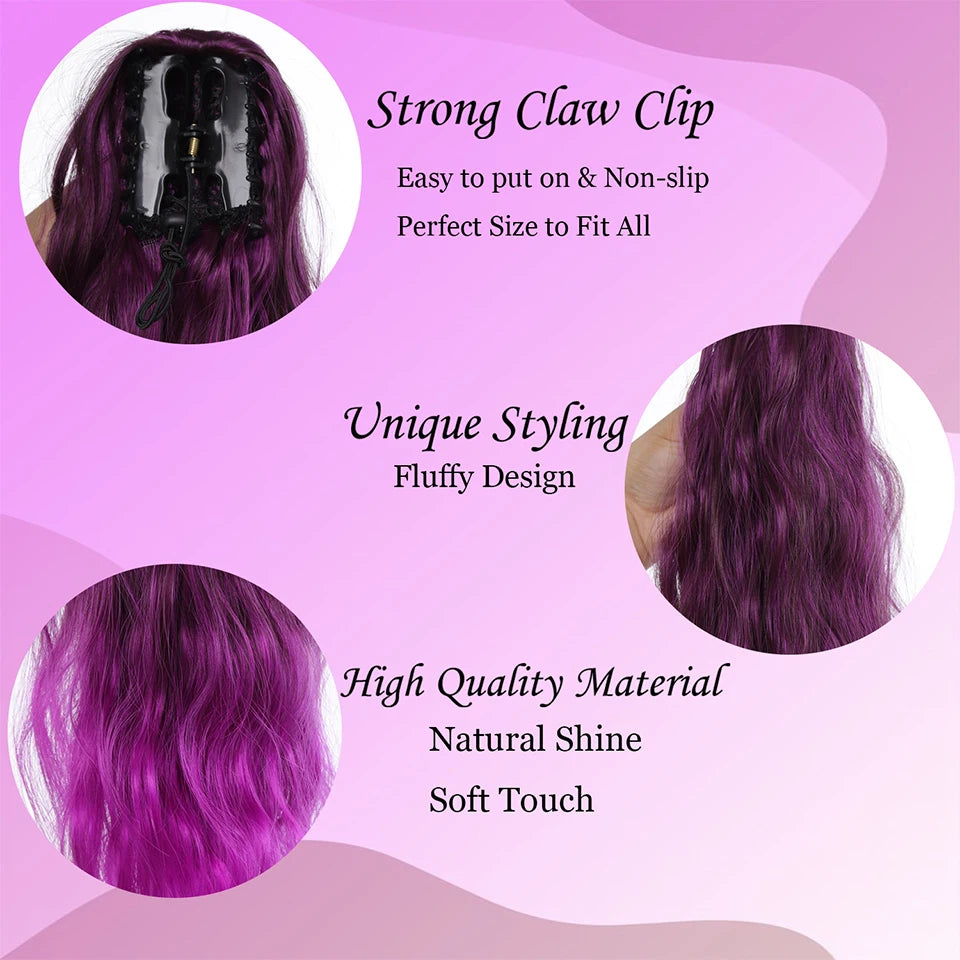 allaosify Synthetic Ponytail Wig — Water Wave Texture for Natural Look