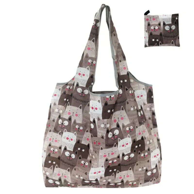 Foldable Reusable Shopping Bag — Large Capacity Animal Print Tote