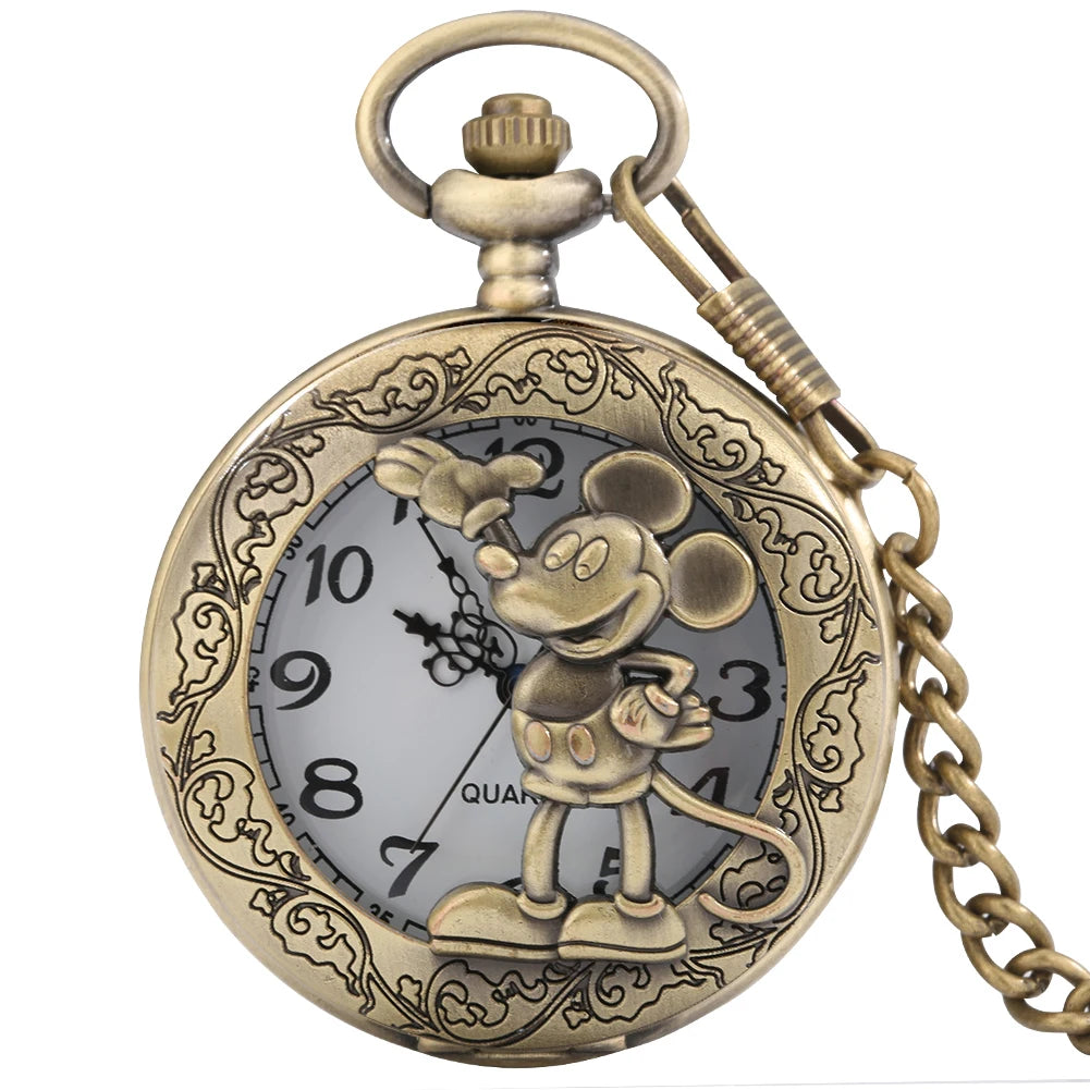 YISUYA Antique Bronze Pocket Watch — Vintage Quartz Pendant with Chain