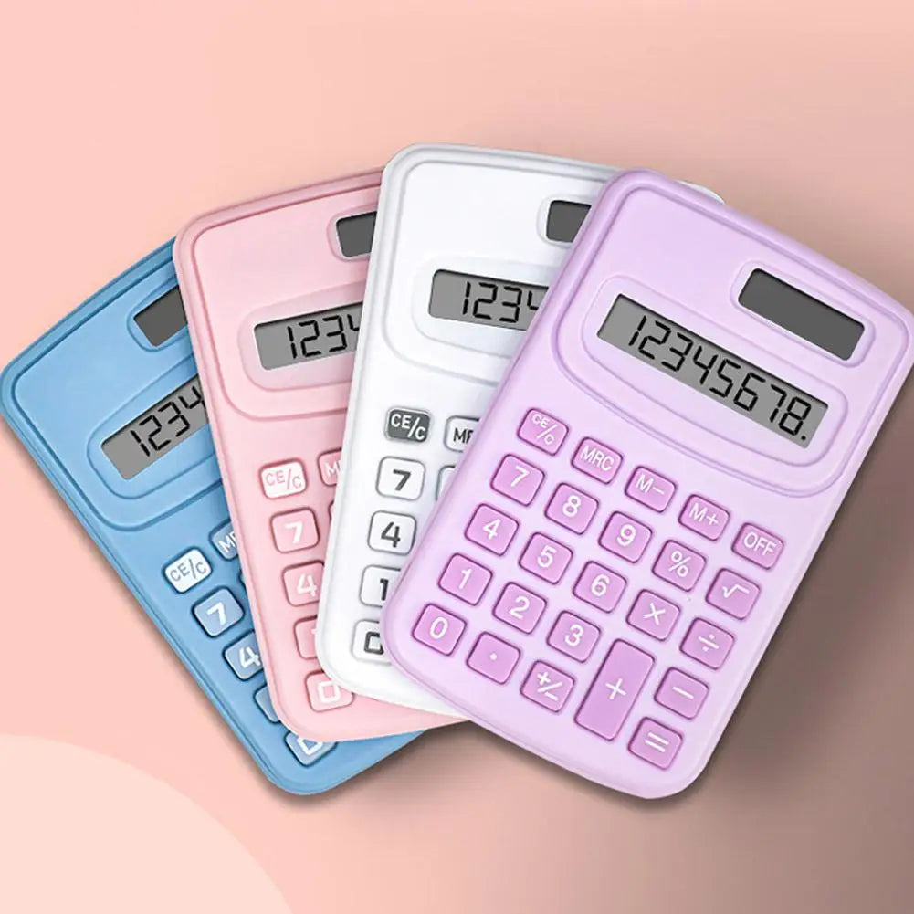 Portable Mini Solar Calculator — 8-Digit LCD Electronic Device for School & Office