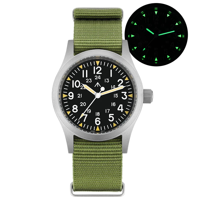 militado ML05 Military Quartz Watch — 38mm Sandblasted Case with Sapphire Crystal