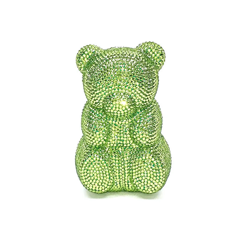 Crystal Teddy Bear Evening Clutch — Elegant Bridal Party Purse