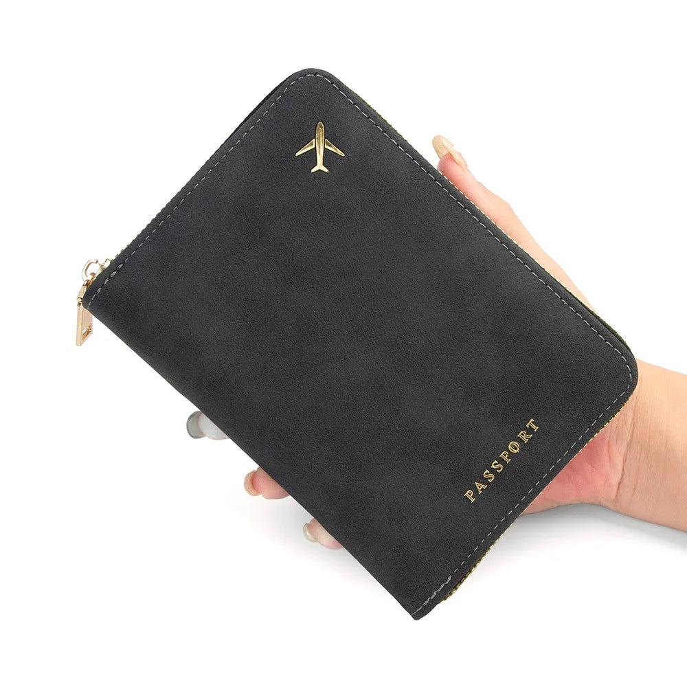 RFID Blocking Passport Wallet — Slim Travel Organizer with Zipper