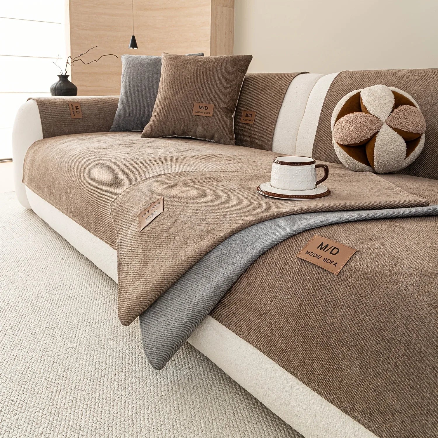 Chenille Twill Sofa Cover — Non-Slip Pet-Friendly Couch Protector