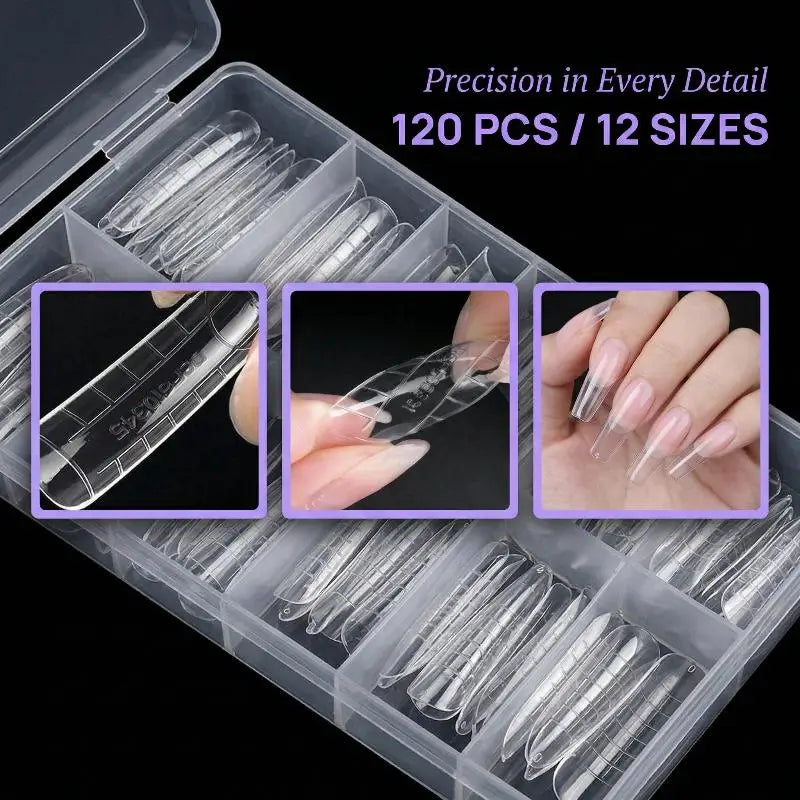 AQTOCNA Dual Form Nail Extension Tips — 120 Piece Quick Building Mold Set