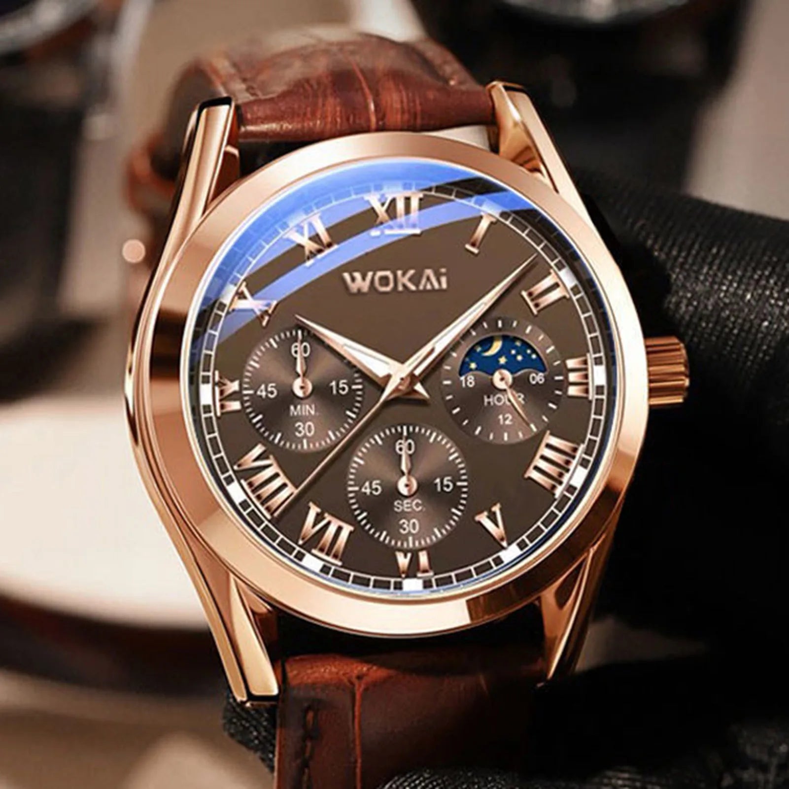 Men's Luxury Business Quartz Watch — Elegant PU Leather Wristwatch