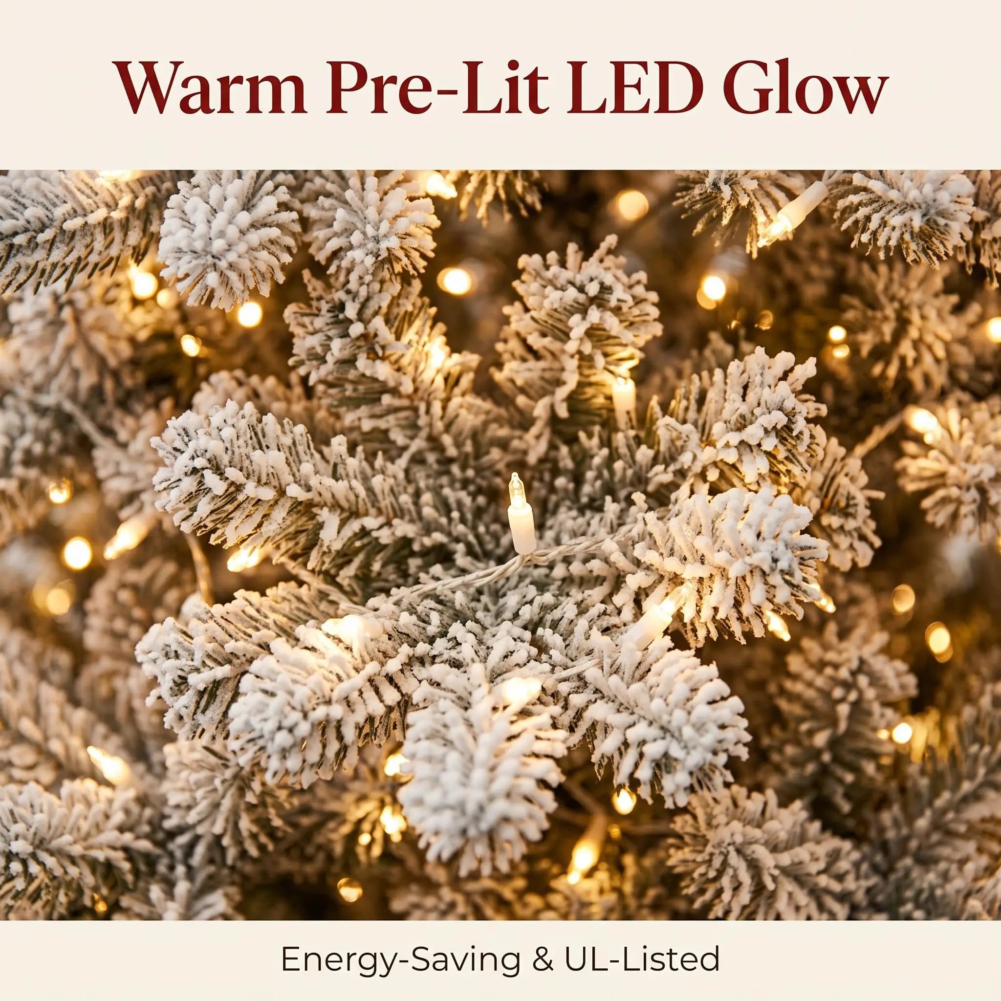 GAOMON 6ft Pre-Lit Artificial Christmas Tree — Flocked PE/PVC Mixed Sections