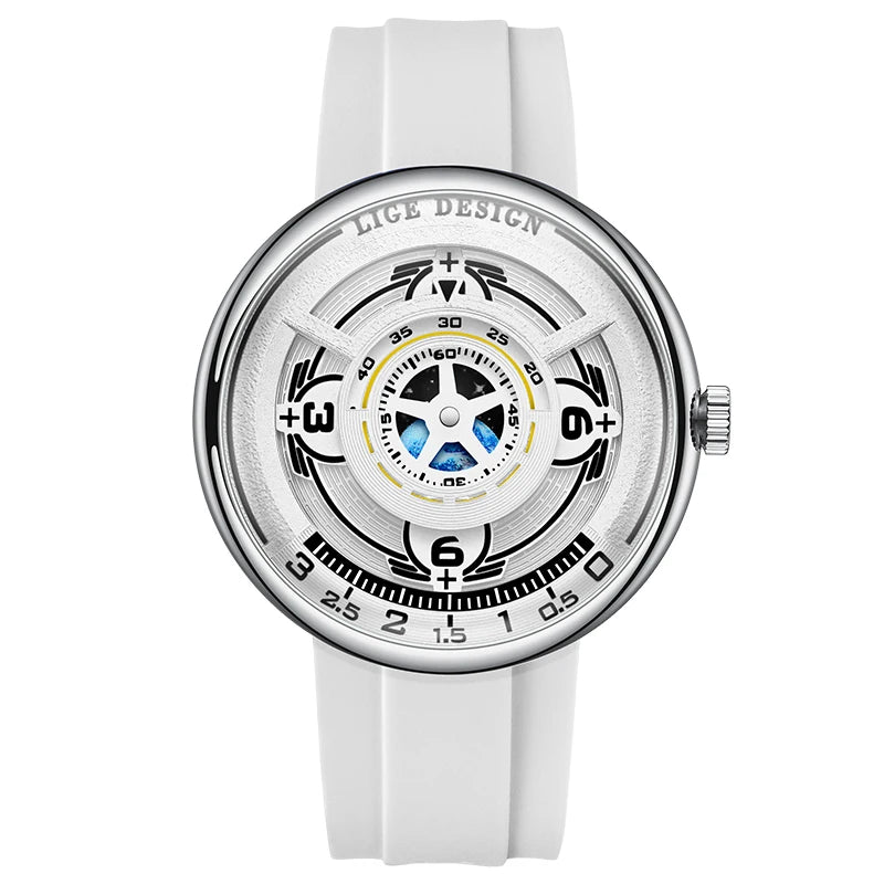 LIGE Sporty Men's Quartz Watch — Blue Planet Dial with Luminous Hands