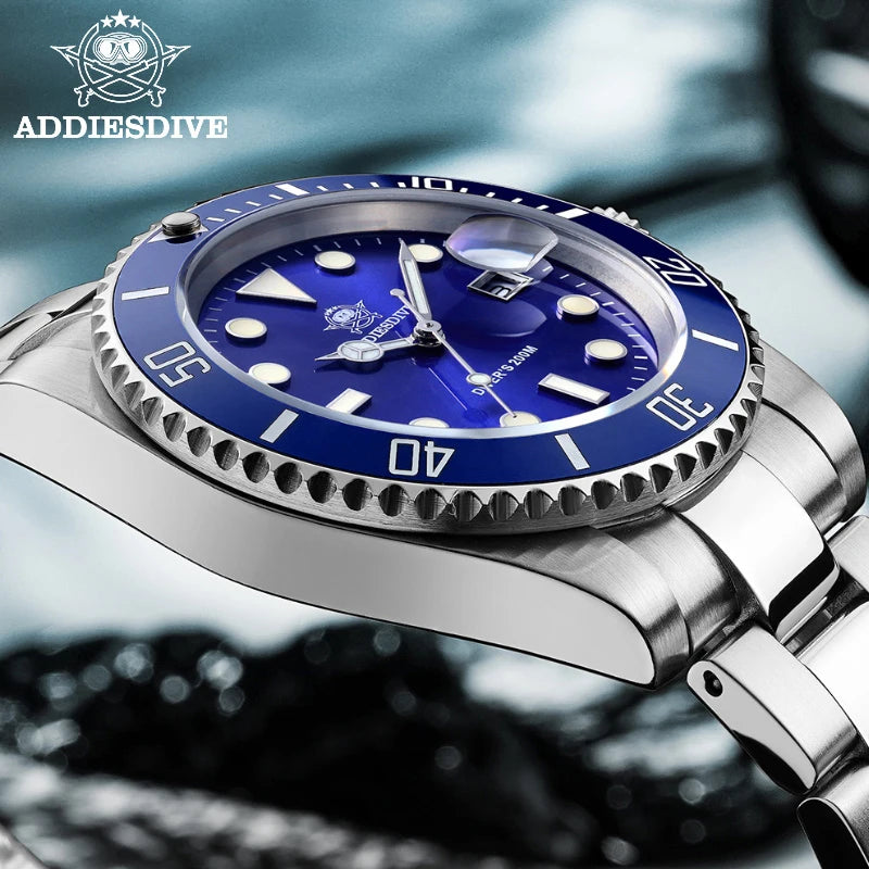 ADDIESDIVE Classic Men's Diving Watch — 200m Waterproof Stainless Steel
