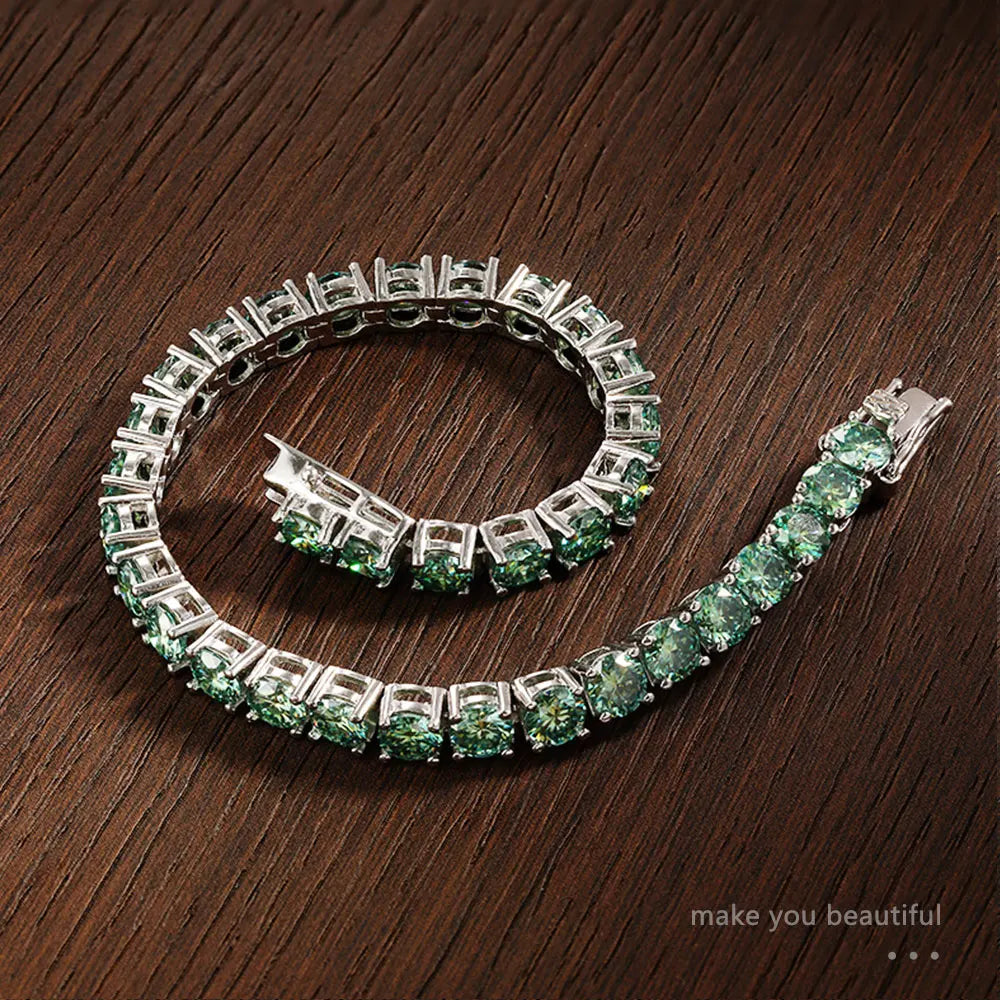 knobspin Green Moissanite Tennis Bracelet — VVS1 Lab Diamond Jewelry